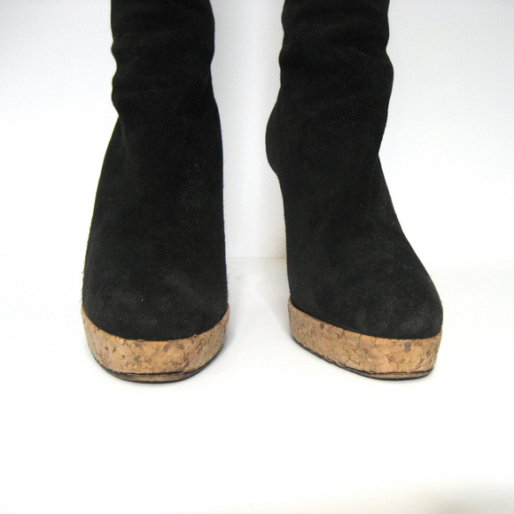 CHRISTIAN LOUBOUTIN Black Suede & Cork Boot Sz 38 - Picture 2 of 8